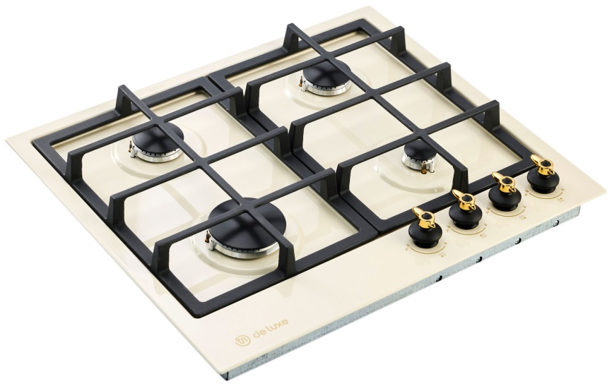 Газовая варочная панель De luxe TG4 750231 F - 078 60 см, 4 конфорки, топленое молоко фото 5