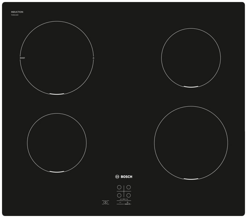 Электрическая варочная панель Bosch Serie 4 PUG611AA5E 59 см, 4 конфорки стеклокерамика электроподжиг, черный фото 1