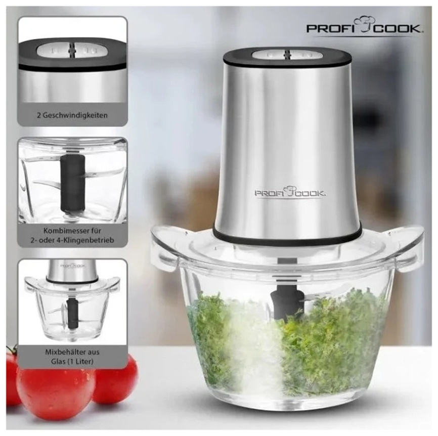 Измельчитель Profi Cook PC-MZ 1150 inox, 2 скорости, режим колки льда фото 4