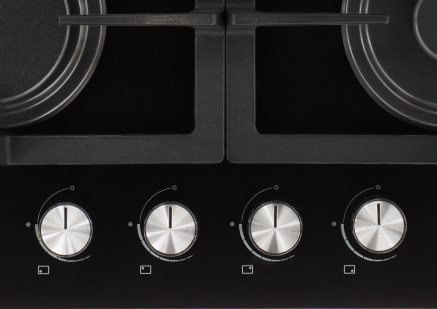 Газовая варочная панель Jacky's JH GB633 58 см, 4 конфорки электроподжиг газконтроль, черный фото 2