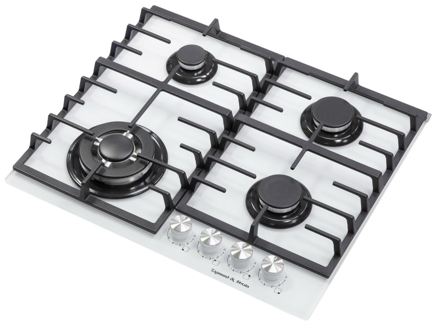 Газовая варочная панель Zigmund & Shtain M 28.6 W 28 см, 4 конфорки электроподжиг газконтроль, белый фото 3