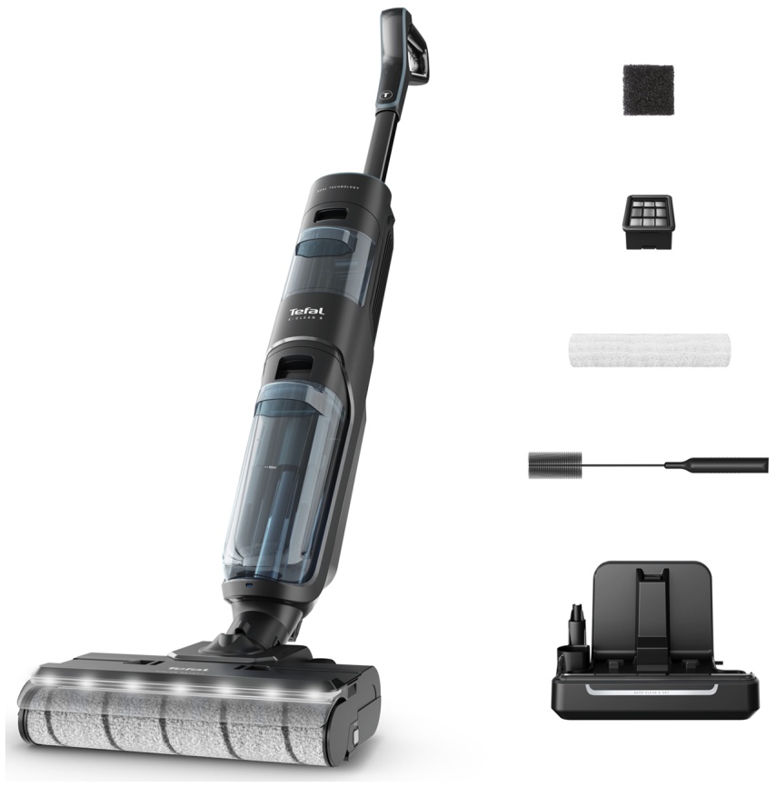 Беспроводной моющий пылесос Tefal Пылесос вертикальный беспроводной моющий Tefal X-Clean 5 GF5555F0, черный фото 1