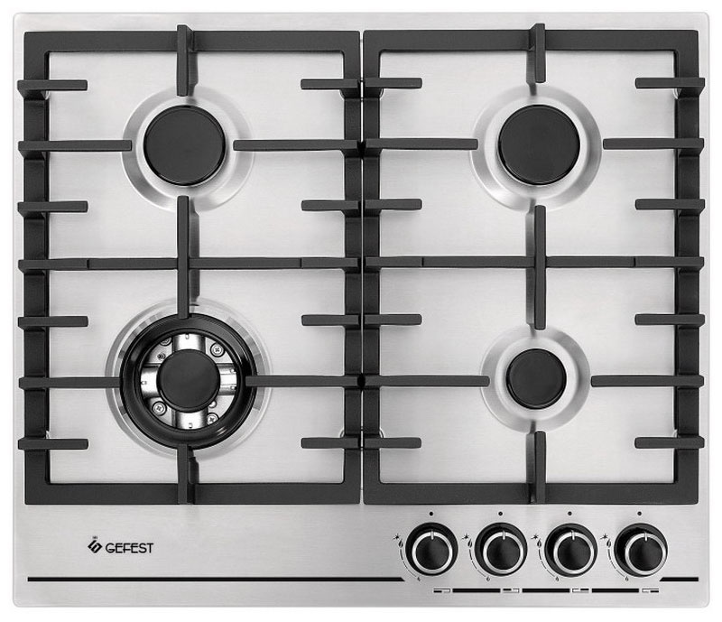 Газовая варочная панель Gefest ПВГ 1214-01 К5 60 см, 4 конфорки электроподжиг газконтроль, серебристый фото 1