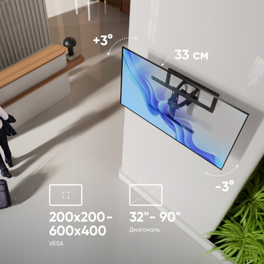 Кронштейн для телевизора ONKRON SM6 BLACK фото 5