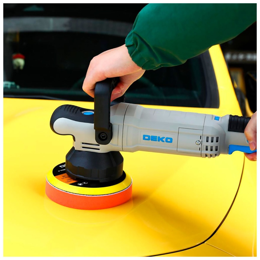 Шлифмашина полировальная орбитальная сетевая Deko P1700-D PRO, 150 мм, 1700 Вт, черно-синий фото 5