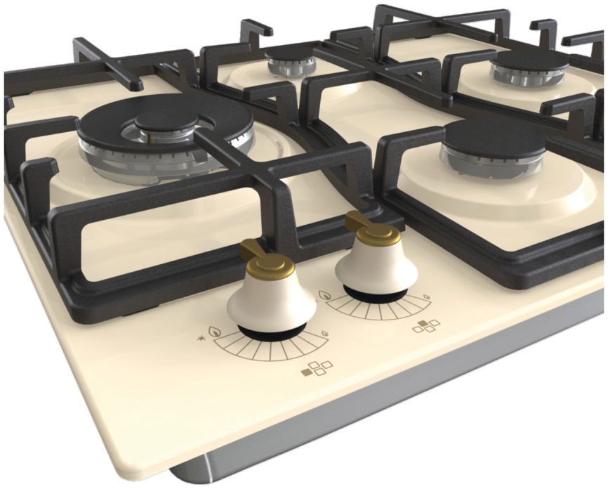 Газовая варочная панель Gorenje GW6D42CLI 60 см, 4 конфорки электроподжиг газконтроль, слоновая кость фото 5