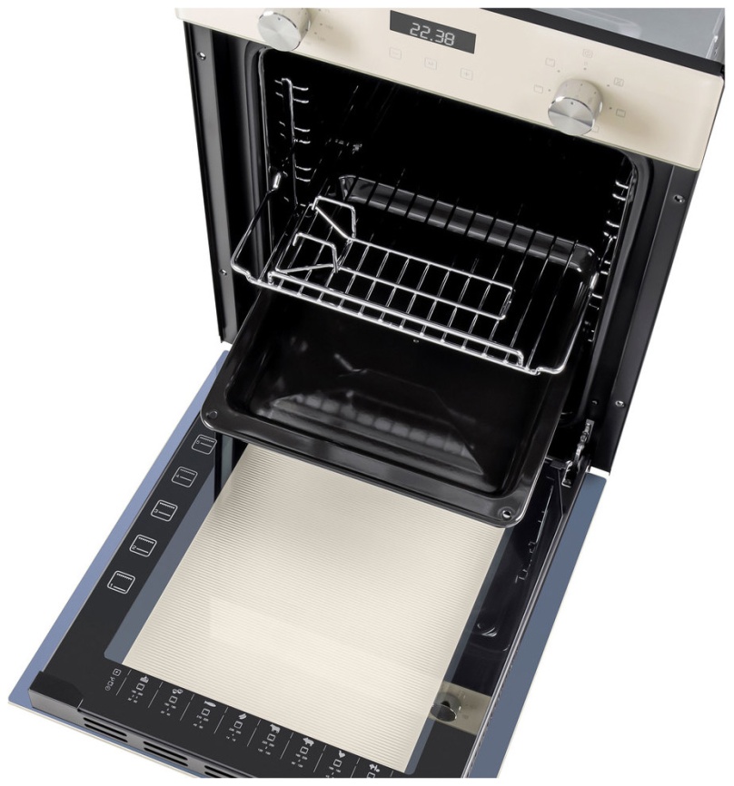 Электрический духовой шкаф Maunfeld EOEM516BG 44 см, 51 л гриль конвекция, бежевый фото 3