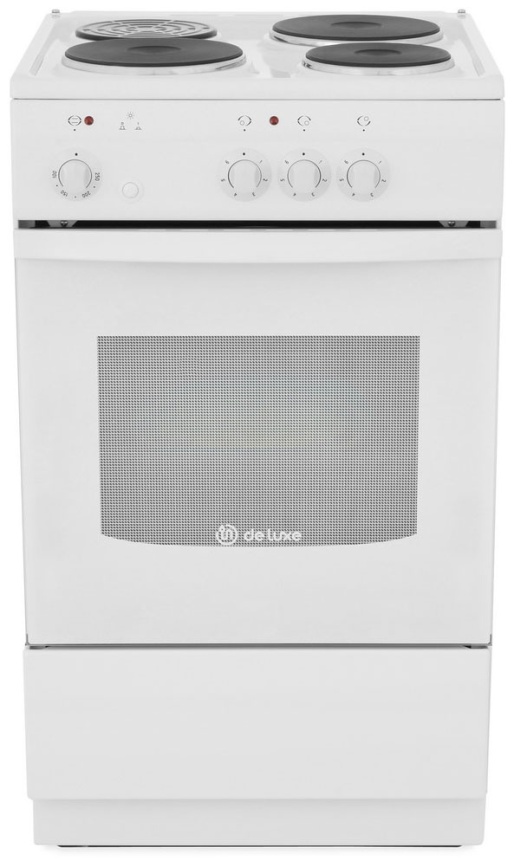 Электроплита De luxe 5003.17 50 см, 3 конфорки, белый фото 1