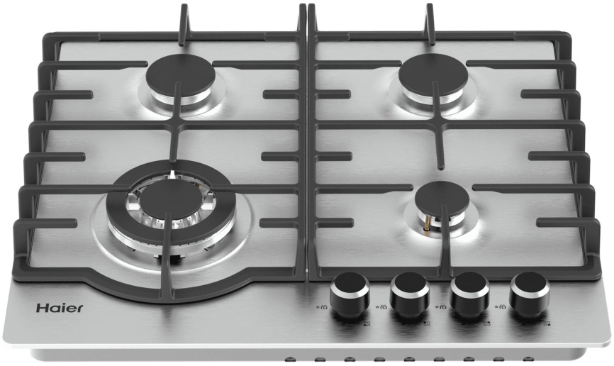 Газовая варочная панель Haier HHX-M64RFX 58 см, 4 конфорки электроподжиг газконтроль, серый металлик фото 2