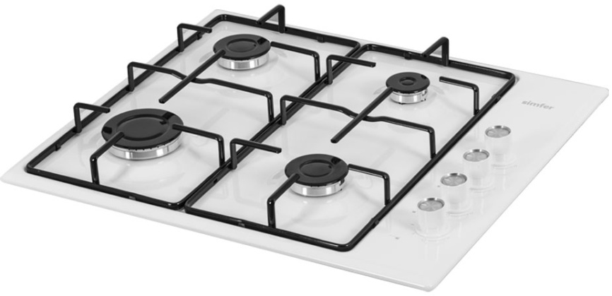 Газовая варочная панель Simfer H 60 Q 40 W 411 60 см, 4 конфорки, белый фото 2