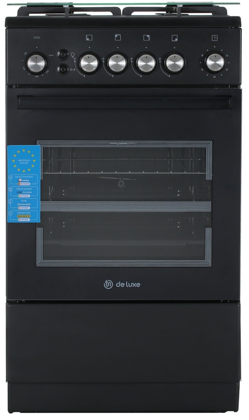 Газовая плита De luxe 5040.40г(кр) ЧР-015 50 см, 43 л, 4 конфорки, черный фото 4