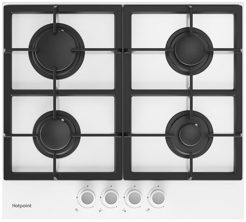 Газовая варочная панель Hotpoint HG 61F/WH 58 см, 4 конфорки электроподжиг газконтроль, белый фото 1