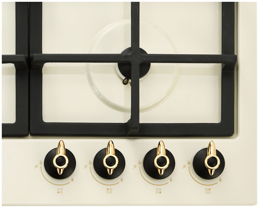 Газовая варочная панель De luxe TG4 750231 F - 078 60 см, 4 конфорки, топленое молоко фото 2