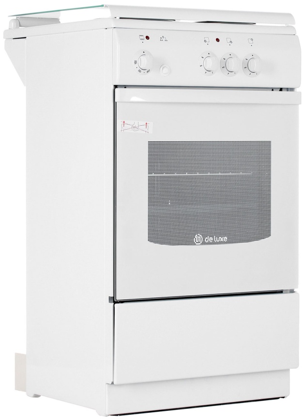 Электроплита De luxe 5003.17 50 см, 4 конфорки, белый фото 2