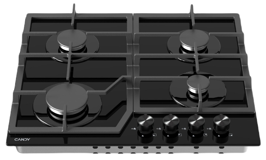 Газовая варочная панель Candy CHXG64CNB 58 см, 4 конфорки электроподжиг газконтроль, черный фото 2