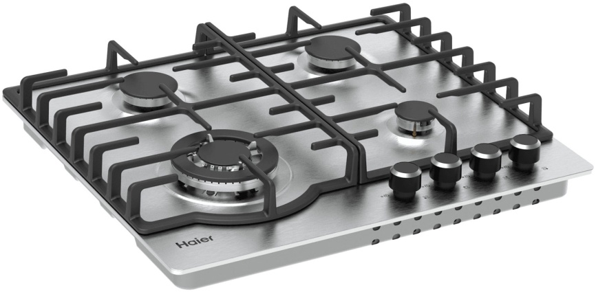 Газовая варочная панель Haier HHX-M64RFX 58 см, 4 конфорки электроподжиг газконтроль, серый металлик фото 4