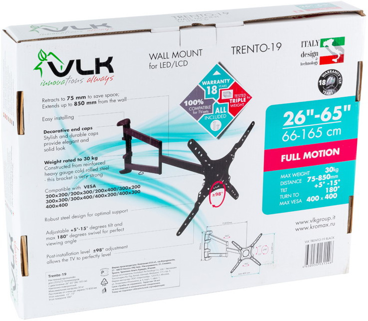 Кронштейн для LED/LCD телевизоров VLK TRENTO-19 BLACK фото 16