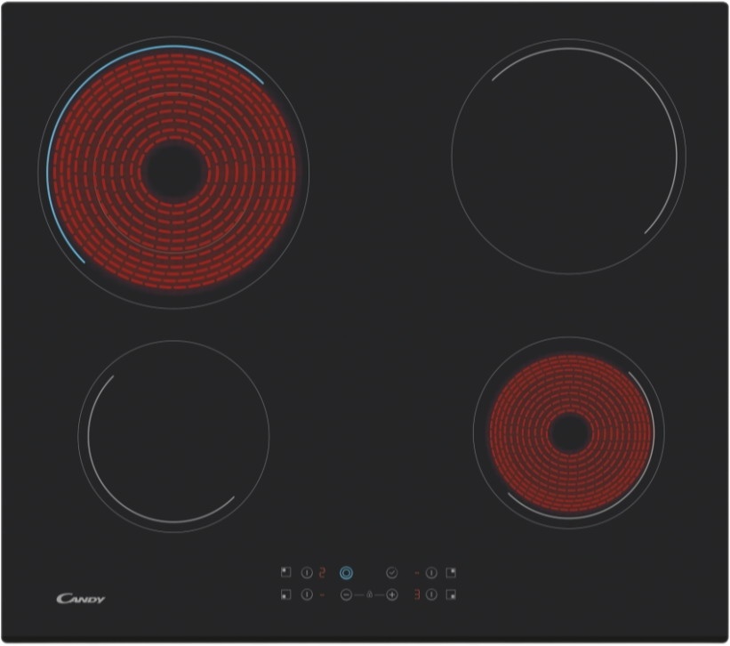 Электрическая варочная панель Candy CH64DVTRU 59 см, 4 конфорки стеклокерамика, черный фото 2