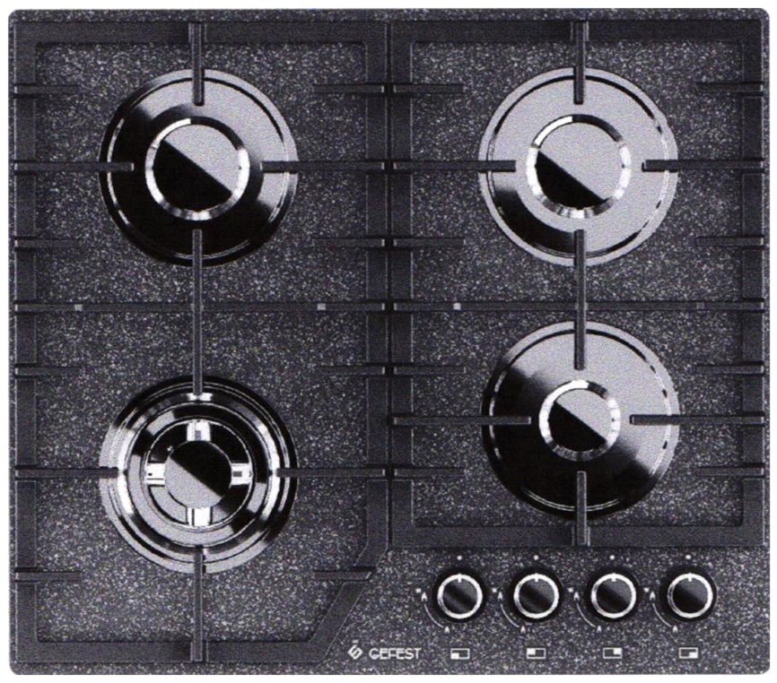 Газовая варочная панель Gefest ПВГ 2232-01 P43 60 см, 4 конфорки электроподжиг газконтроль, черный фото 1