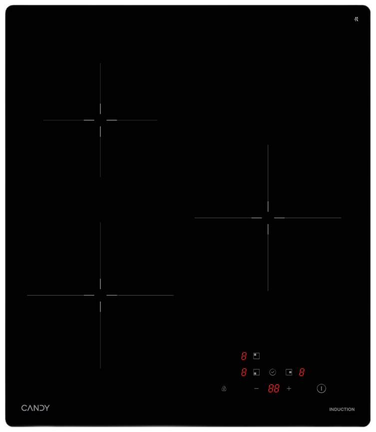 Электрическая варочная панель Candy CHXY53NB 45 см, 3 конфорки стеклокерамика, черный фото 1