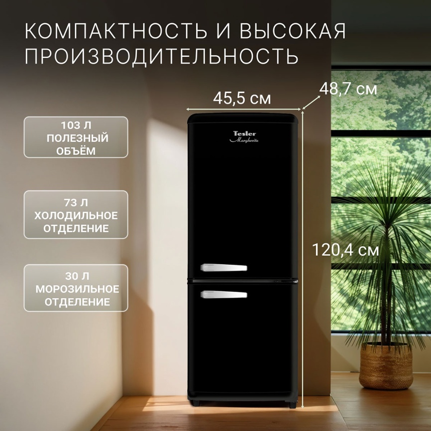 Двухкамерный холодильник Tesler RB-107, черный фото 4