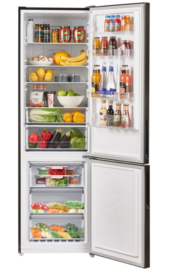 Двухкамерный холодильник Maunfeld MFF200NFSB10 Inverter No frost, черно-серый фото 2