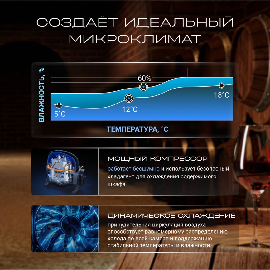 Винный шкаф Tesler CWC-188 RUBY RED LD фото 10