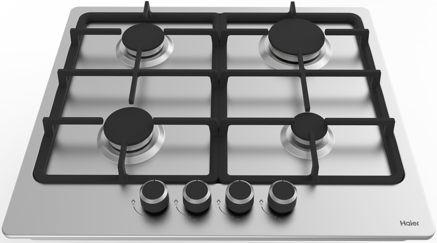 Газовая варочная панель Haier HHX-M 64 CNX 58 см, 4 конфорки электроподжиг газконтроль, серебристый фото 2