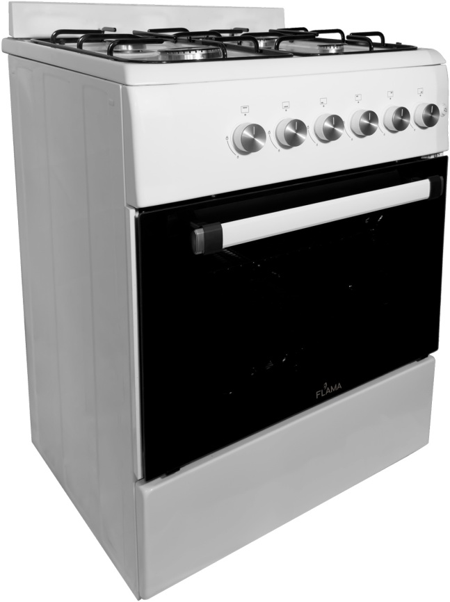 Газовая плита Flama AG 14218 W 50 см, 4 конфорки, белый фото 3
