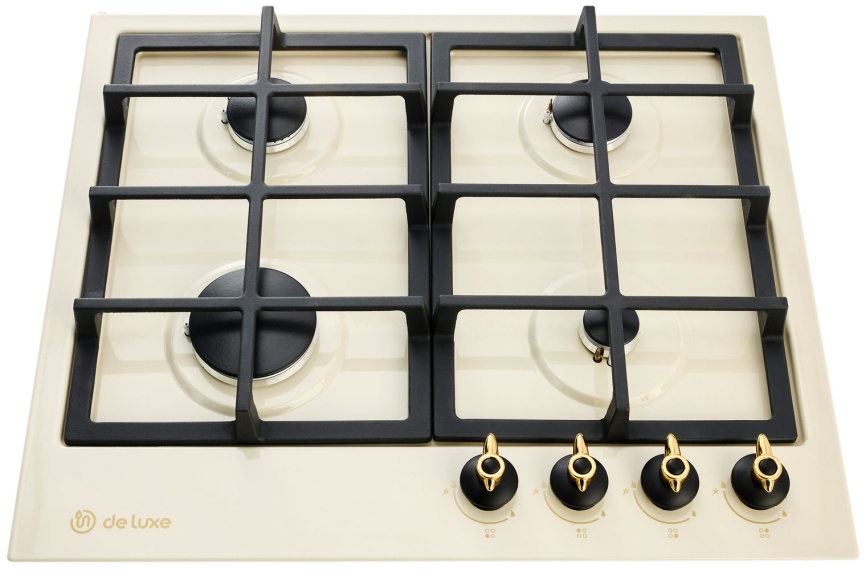 Газовая варочная панель De luxe TG4 750231 F - 078 60 см, 4 конфорки, топленое молоко фото 4