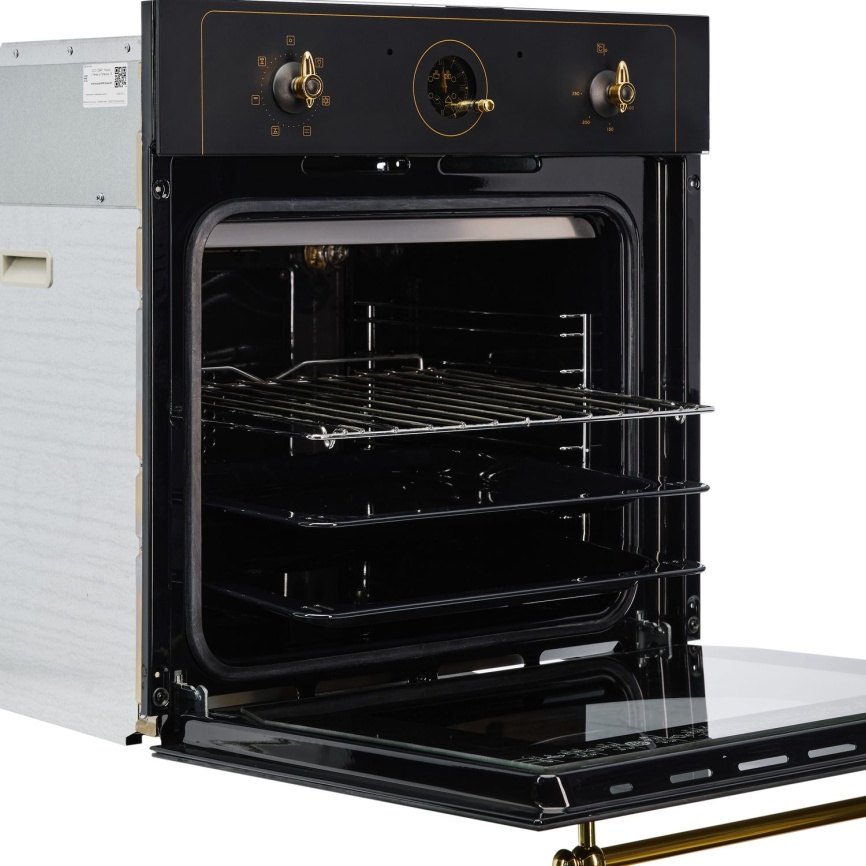 Электрический духовой шкаф De luxe 6006.05эшв-061 59 см, 58 л, гриль и конвекция, черный матовый фото 4