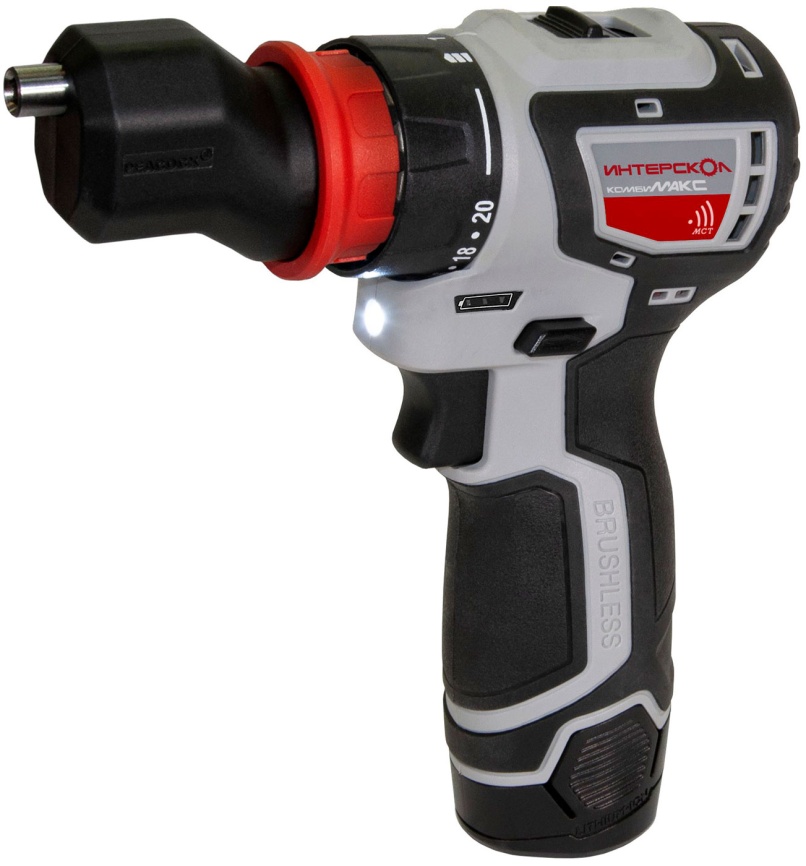 Дрель-шуруповерт аккумуляторная  Интерскол КомбиМАКС ДА-10/12В (687.2.2.79), кейс, 4 насадки, 2 АКБ, 2 Ач фото 3