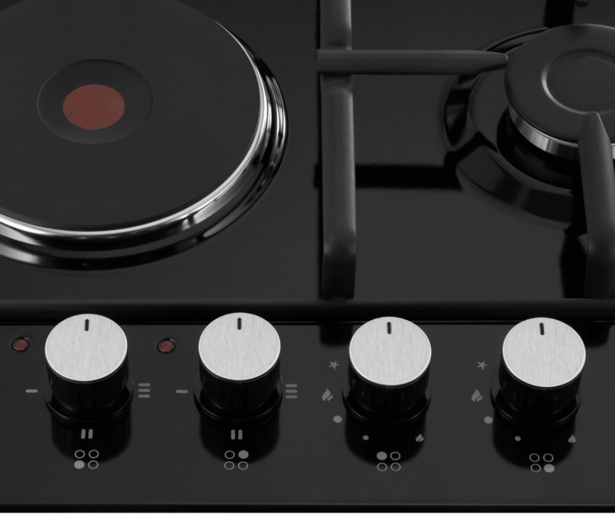 Комбинированная варочная панель Maunfeld EEHE.64.5EB/KG 59 см, 4 конфорки, черный фото 4