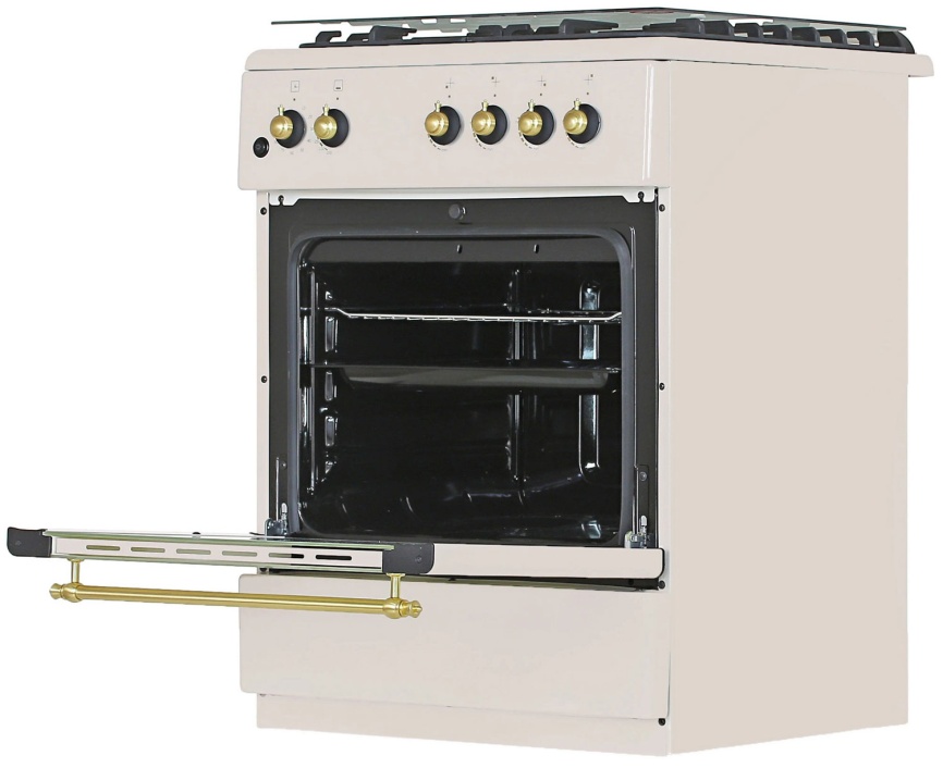Газовая плита De luxe 606040.24г 006 60 см, 64 л, 4 конфорки, бежевый фото 6