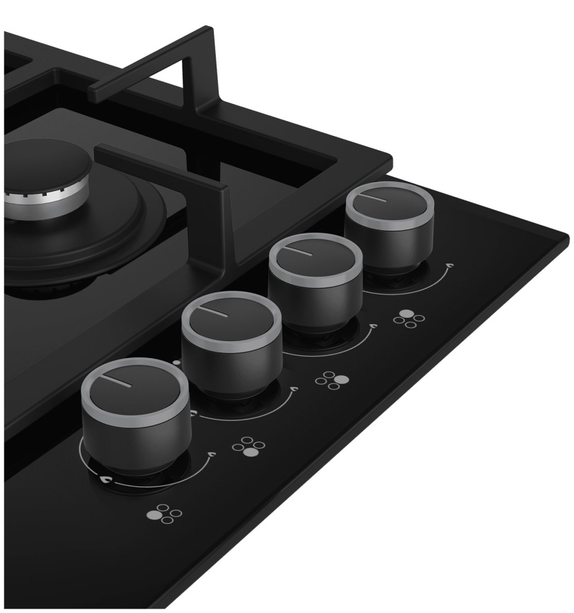 Газовая варочная панель Grundig GIGL 6234250 58 см, 4 конфорки закаленное стекло электроподжиг газконтроль, черный фото 5