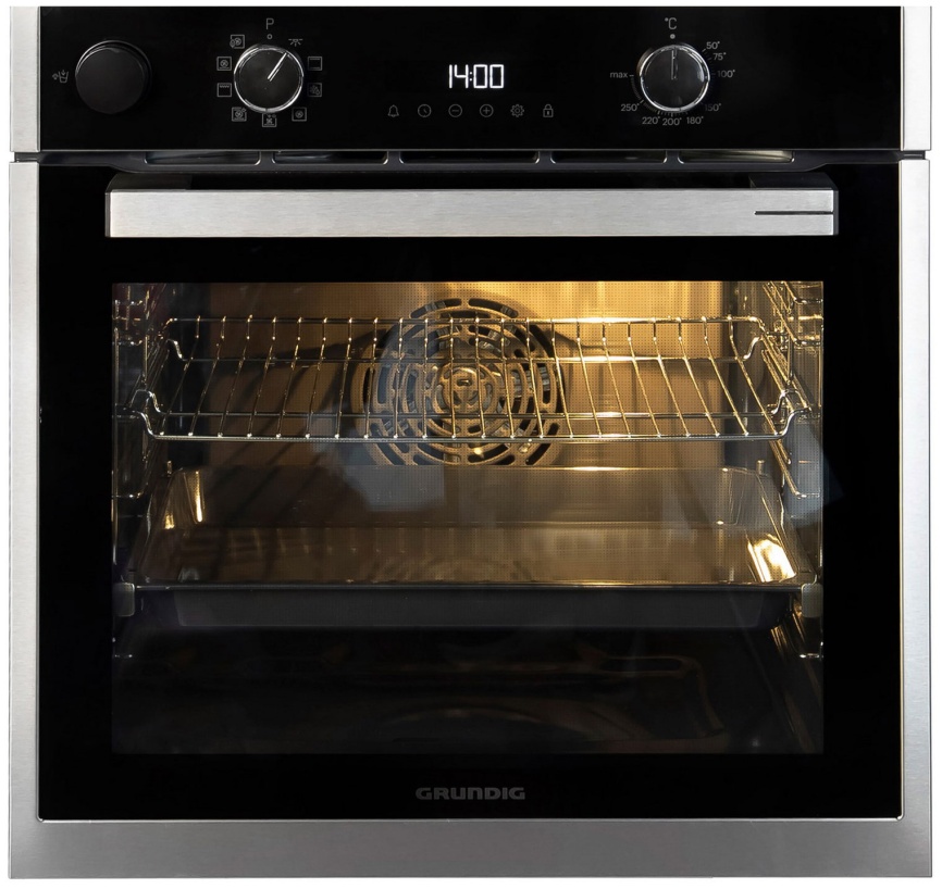 Электрический духовой шкаф Grundig GEBD19300B 59 см, 71 л гриль конвекция, серебристый фото 1