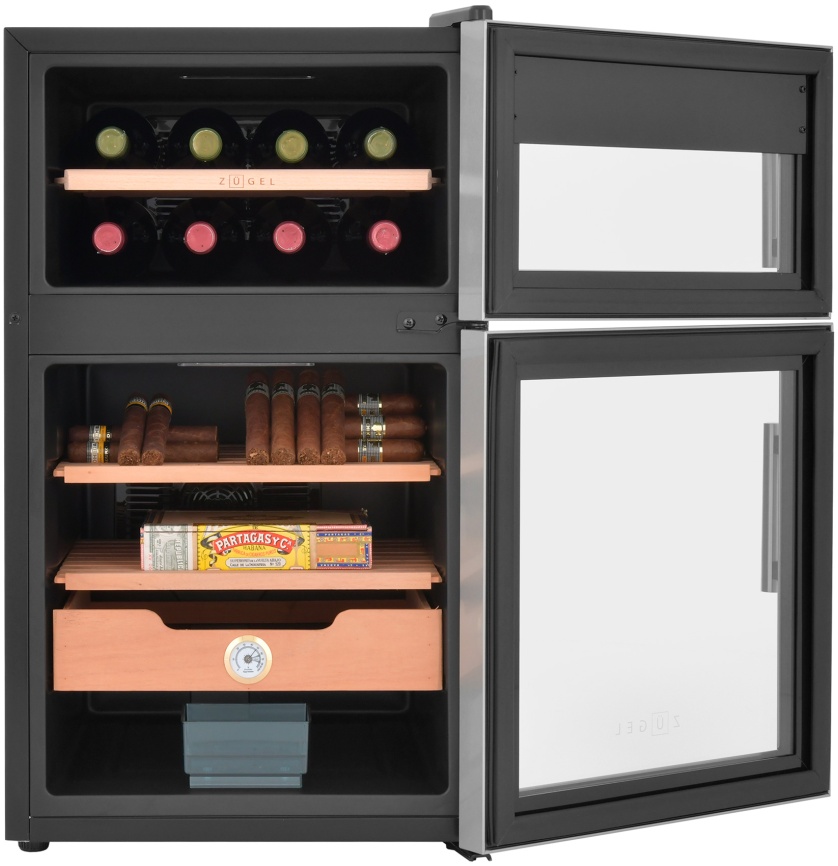 Винный шкаф-хьюмидор Zugel ZTH80DX нержавеющая сталь фото 7
