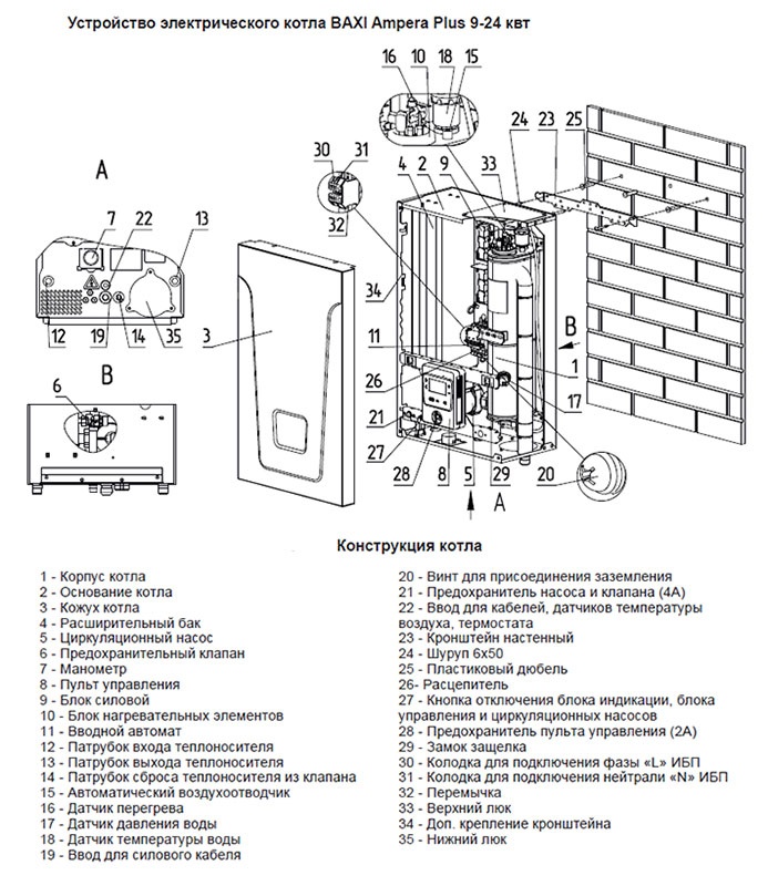 Котел электрический Baxi AMPERA Plus 12 фото 6