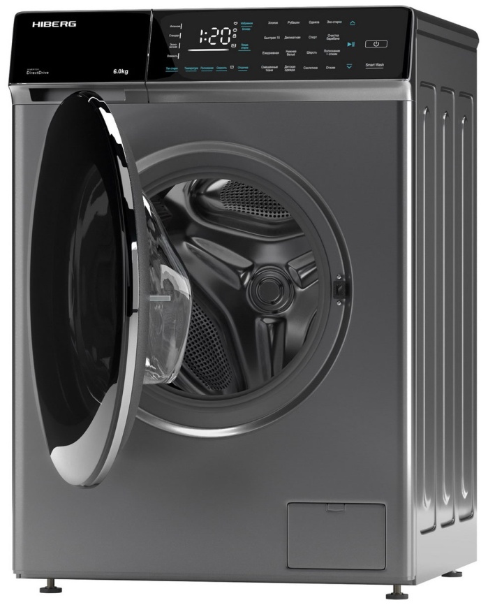 Стиральная машина Hiberg i-DDQ9 - 612 Sd автомат 6 кг, темно-серый фото 5