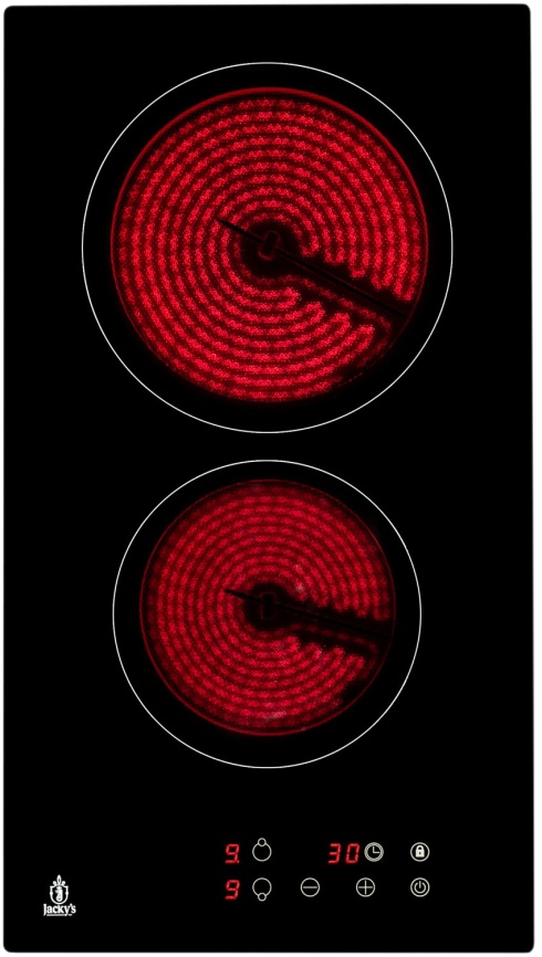 Электрическая варочная панель Jacky's JH MB33 29 см, 2 конфорки стеклокерамика, черный фото 1