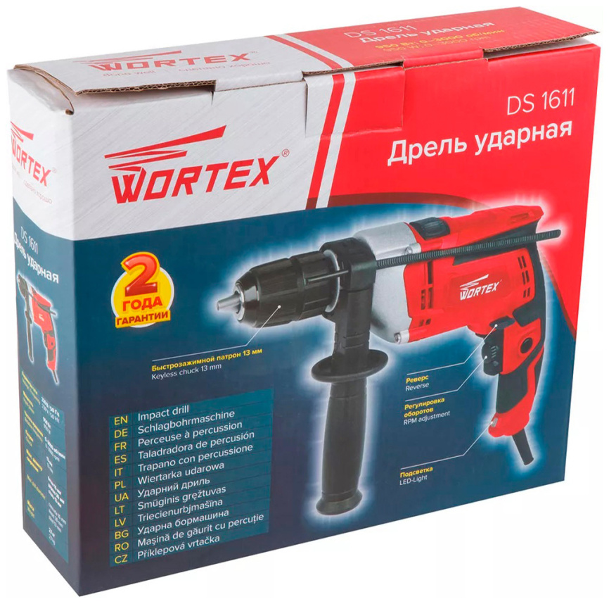 DS 1611 в кор., 950 Вт, патрон БЗП, 1 скор. (DS161100029) Wortex Дрель ударная фото 5