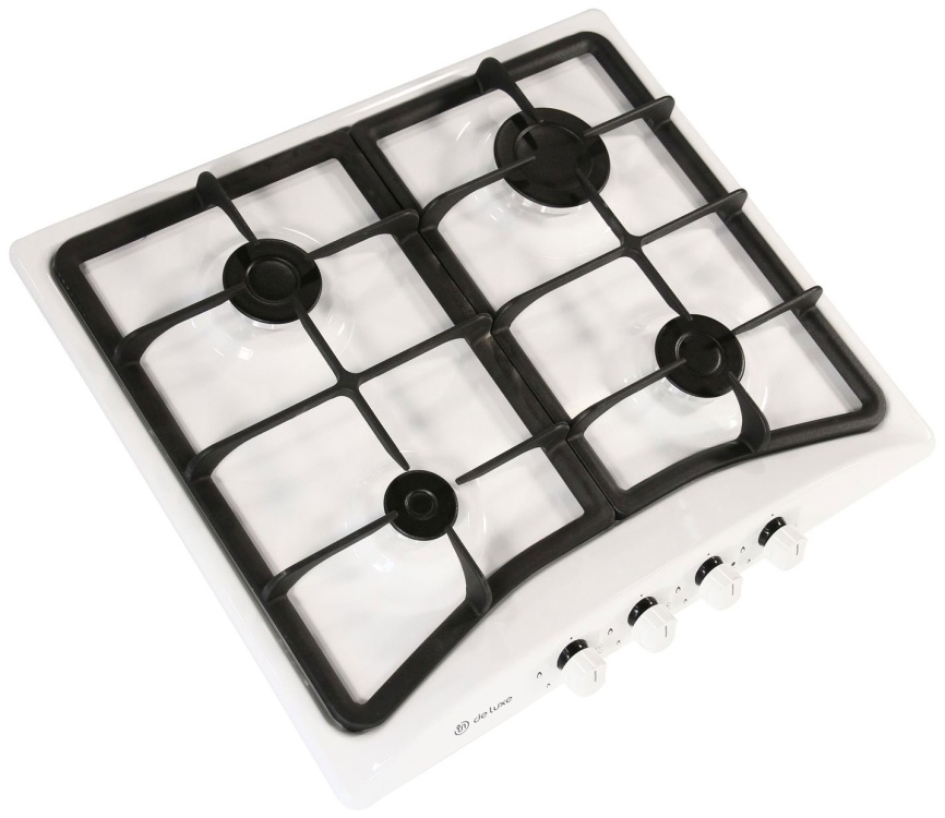 Газовая варочная панель De luxe 5840.00 гмв - 054ЧР 58 см, 4 конфорки электроподжиг газконтроль, белый фото 3