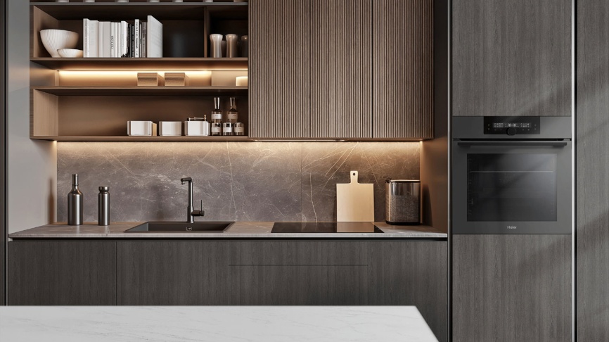 Электрический духовой шкаф Haier HOQ-F6QAN3DG 59 см, 72 л гриль конвекция, графит фото 5