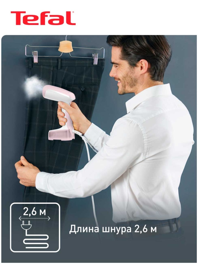 Ручной отпариватель Tefal Access Steam Pocket DT3050E1, белый/розовый фото 8