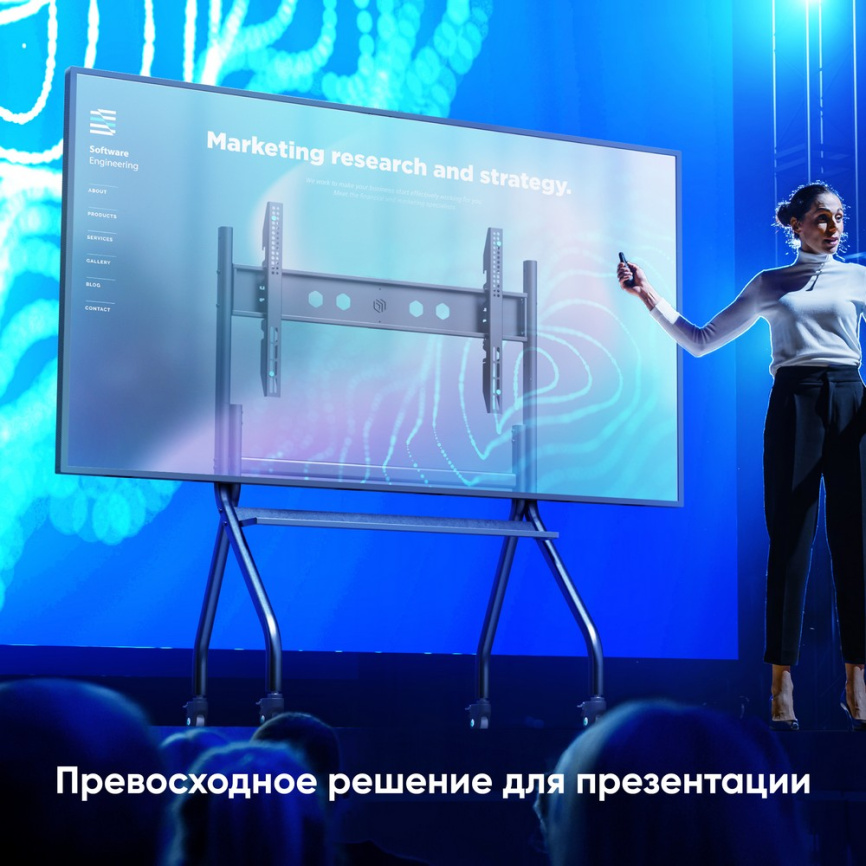Мобильная стойка ONKRON на 1 ТВ TS2080 BLACK фото 7