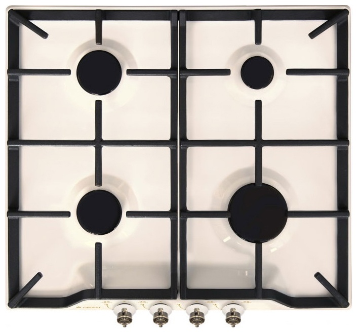 Газовая варочная панель Gefest ПВГ 1212 К55 59 см, 4 конфорки электроподжиг газконтроль, кремовый фото 1
