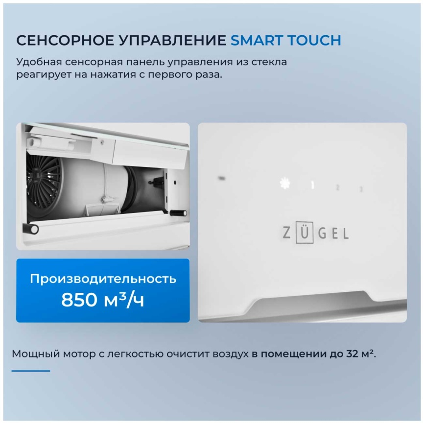 Вытяжка Zugel ZHI524GW белая фото 3