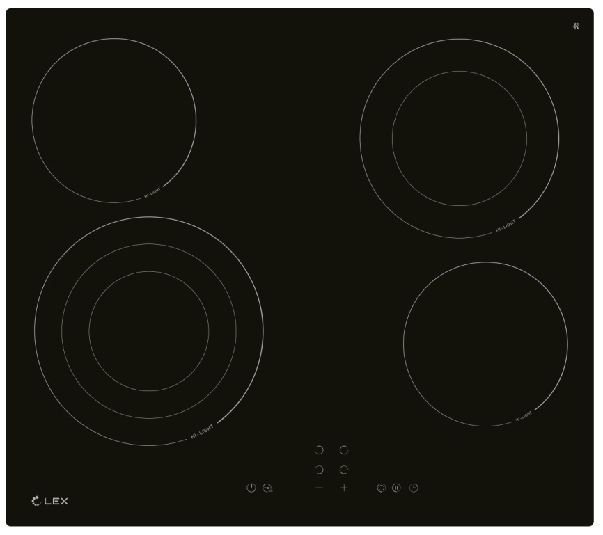 Электрическая варочная панель LEX EVH 642B BL 59 см, 4 конфорки стеклокерамика, черный фото 1