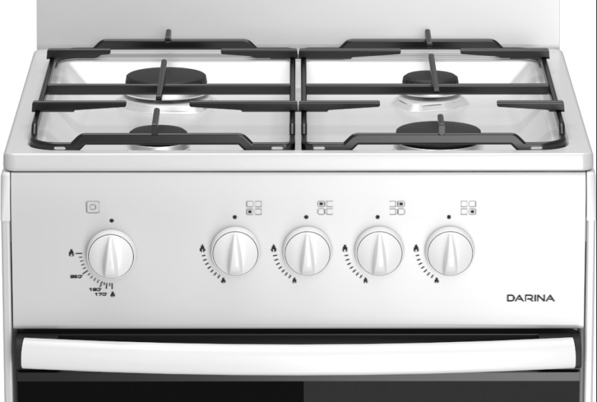 Газовая плита Darina S GM 441 001 W 50 см, 50 л, 4 конфорки, белый фото 2