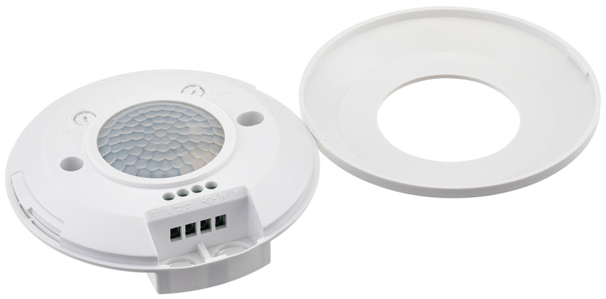 Датчик движения потолочный/накладной Duwi DDP-04, ULTRA SLIM, 360°, 10-900 с, 6 м, 2000 Вт, IP20, белый (25815 5) фото 3